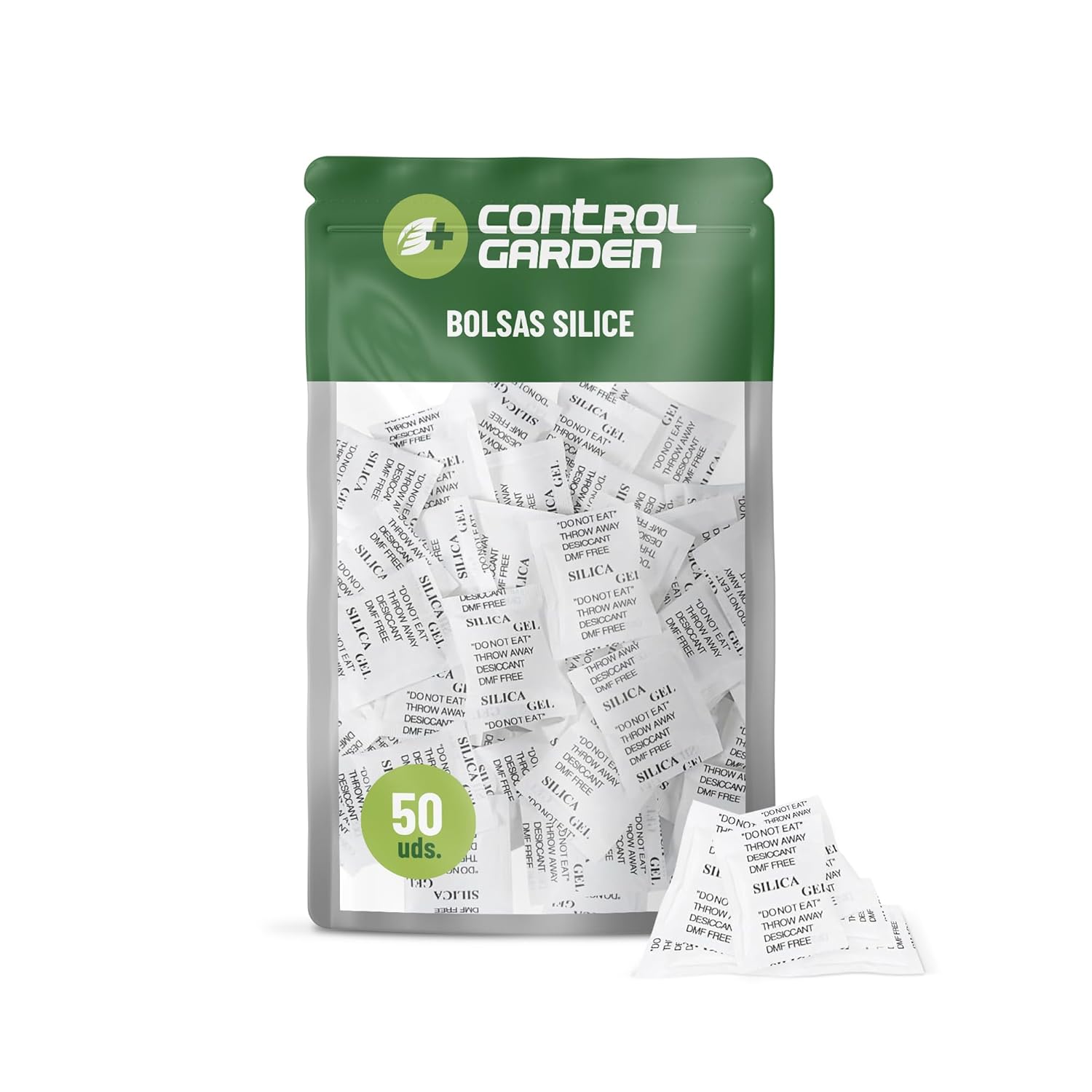 Bolsas de gel de sílice 1 g · Pack 50 unidades · Absorben humedad y olores